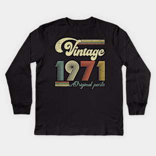 Retro Vintage 1971 53rd Birthday Gift Men Women 53 Years Old Kids Long Sleeve T-Shirt